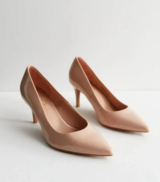Pale Pink Patent Stiletto Heel Court Shoes